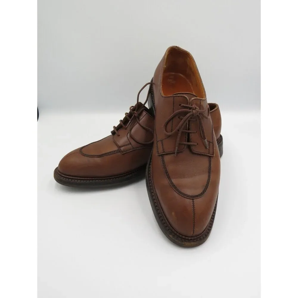 vintage J.M. Weston Brown Split Toe Derby Mens 9D French Leather Old Money